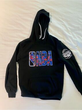 NBA Black Hoodie with Blue & Red Logo Accent
